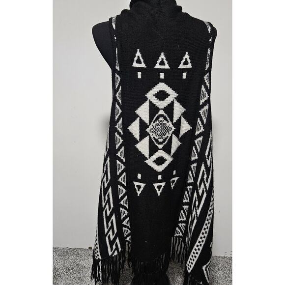 Pina Rossi Womens Small Flowy Open Front Vest Cardigan Western Fringe Boho Aztec - Picture 2 of 11